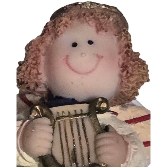 Young's Inc. Vintage Cutest Little Jar/Candle Stopper Christmas Angel w/Harp - Picture 6 of 8
